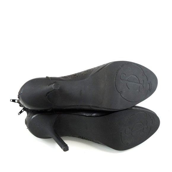 NIB$348 Juicy Couture Karina Perforated Laser-Cut Leather Studded Bootie Heel 10 - Picture 9 of 10